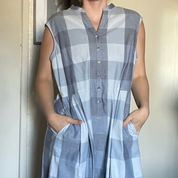 PENDLETON Women Size 14 Plaid Cotton Fit Flare 1/3 Button Dress Sleeveless - Picture 4 of 13